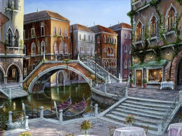 Paysage urbain romantique de Venise Peinture à l'huile